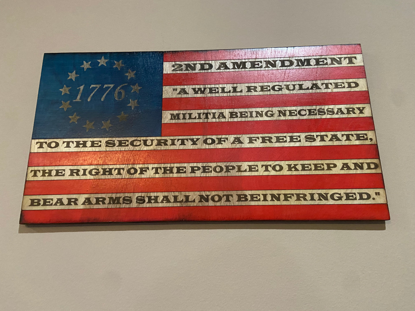 U.S. American Flag 2nd Amendment Wooden Flag