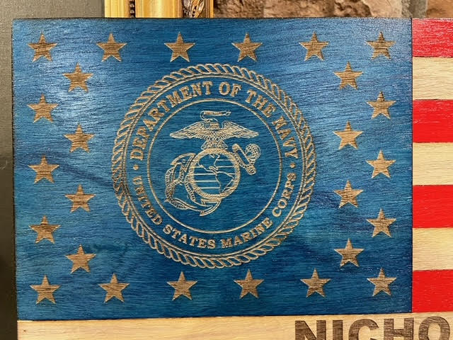 U.S. Marine Corp Custom Wooden Flag