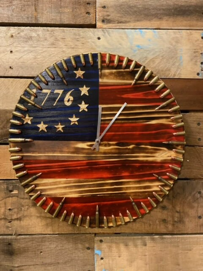 18 inch - American Flag Bullet Clock - 1776 Betsy Ross