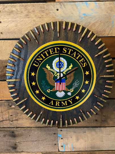 18 inch - Navy Bullet Clock // Rustic Clock // Armed Forces Clock // Military Decor // Team Room Clock // Patriotic Decor