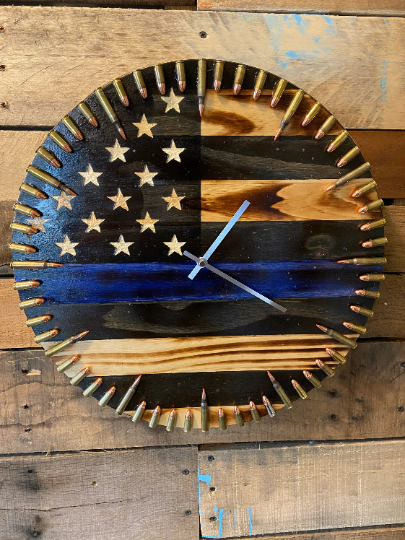 18 inch - American Flag Bullet Clock - Blue Line / Back the Badge / Thin Blue Line