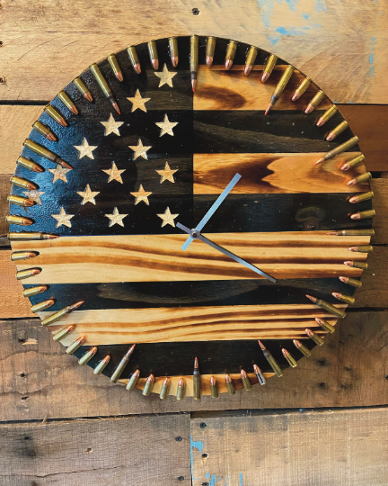 18 inch - American Flag Bullet Clock - Tactical Black