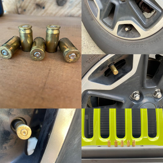 Threaded Bullet Tire Stem Caps 45 ACP Brass- Set of Five